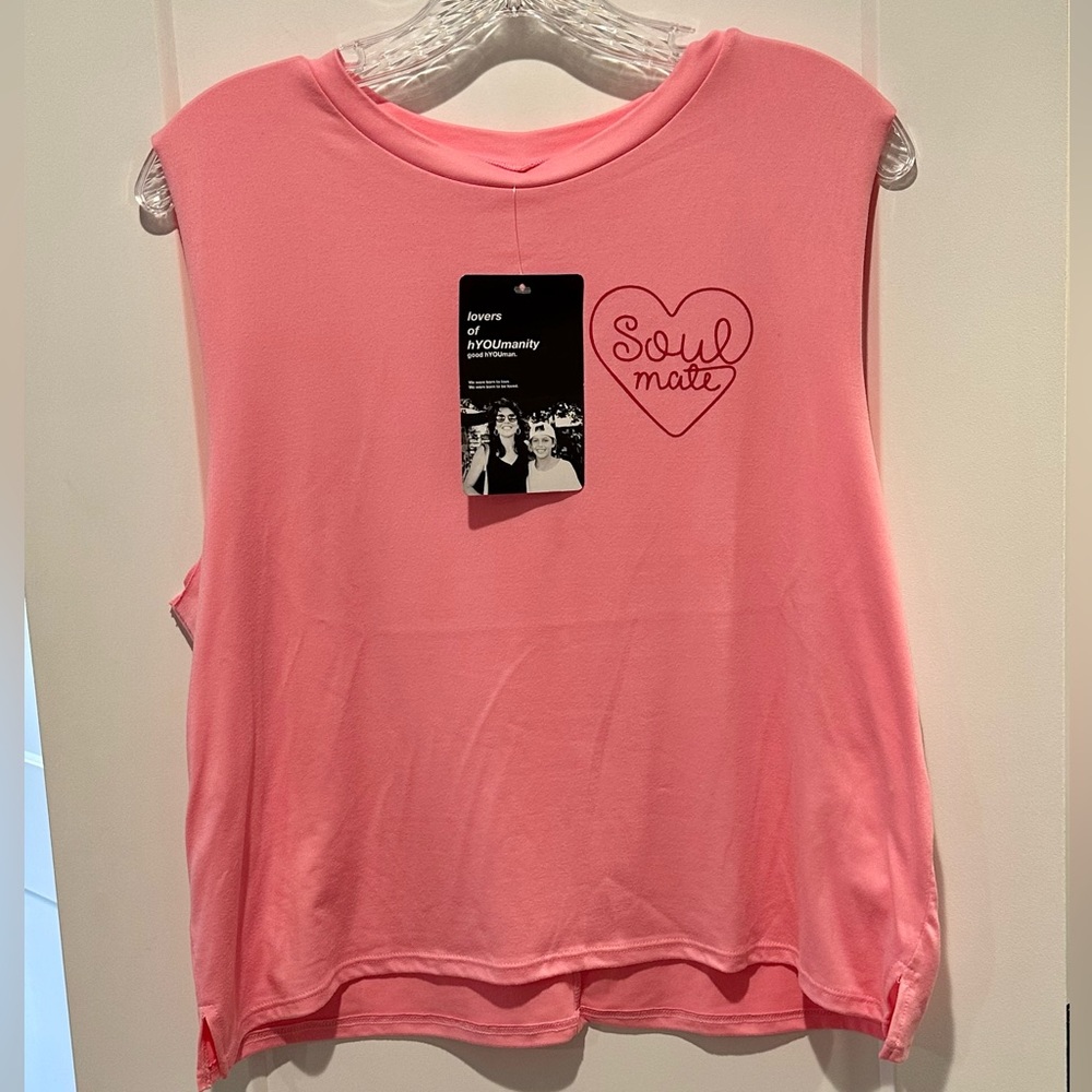 NWT lovers of hYOUmanity Pink Soul Mate Tank Top Size L